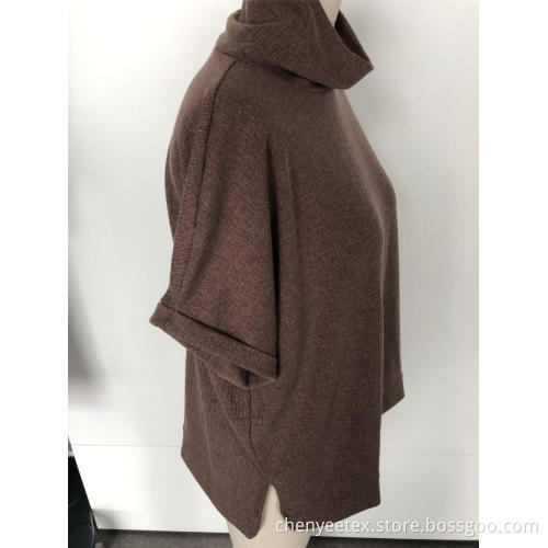 Knit short sleeve shirt with high neck